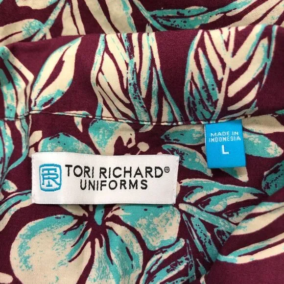 Tori Richard Uniforms Women Hawaiian Button Shirt Top Size Large Floral B260 -29 - Picture 5 of 12